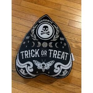 Halloween Ouija Planchette Pillow – Trick or Treat Gothic Décor – Black Beaded